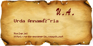 Urda Annamária névjegykártya